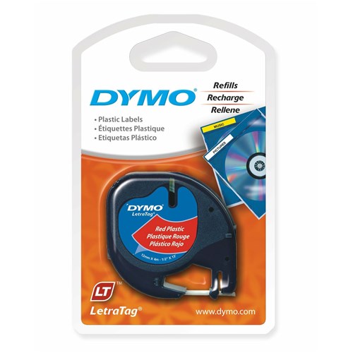 Dymo Letratag Labelling Tape 12mmx4m - Cosmic Red Plastic tape_2